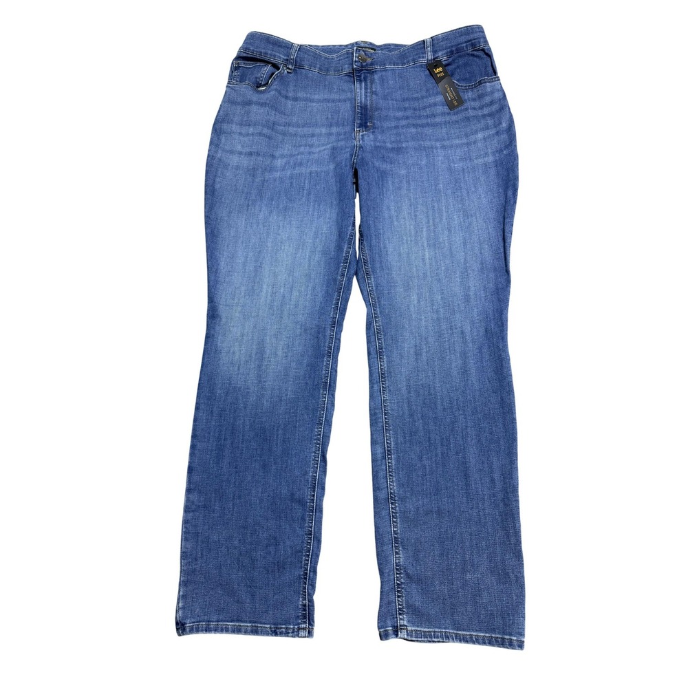 Lee Jeans Womens 22W Long Blue Denim Relaxed Fit Straight Leg Mid Rise Plus‎